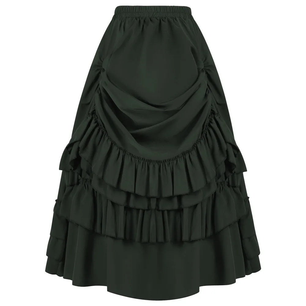 Brown Ruffled High Waisted Long Victorian Skirt Steampunk Skirts Womens Party Wear Gothic Vintage Clothes Medieval Costume Sexy