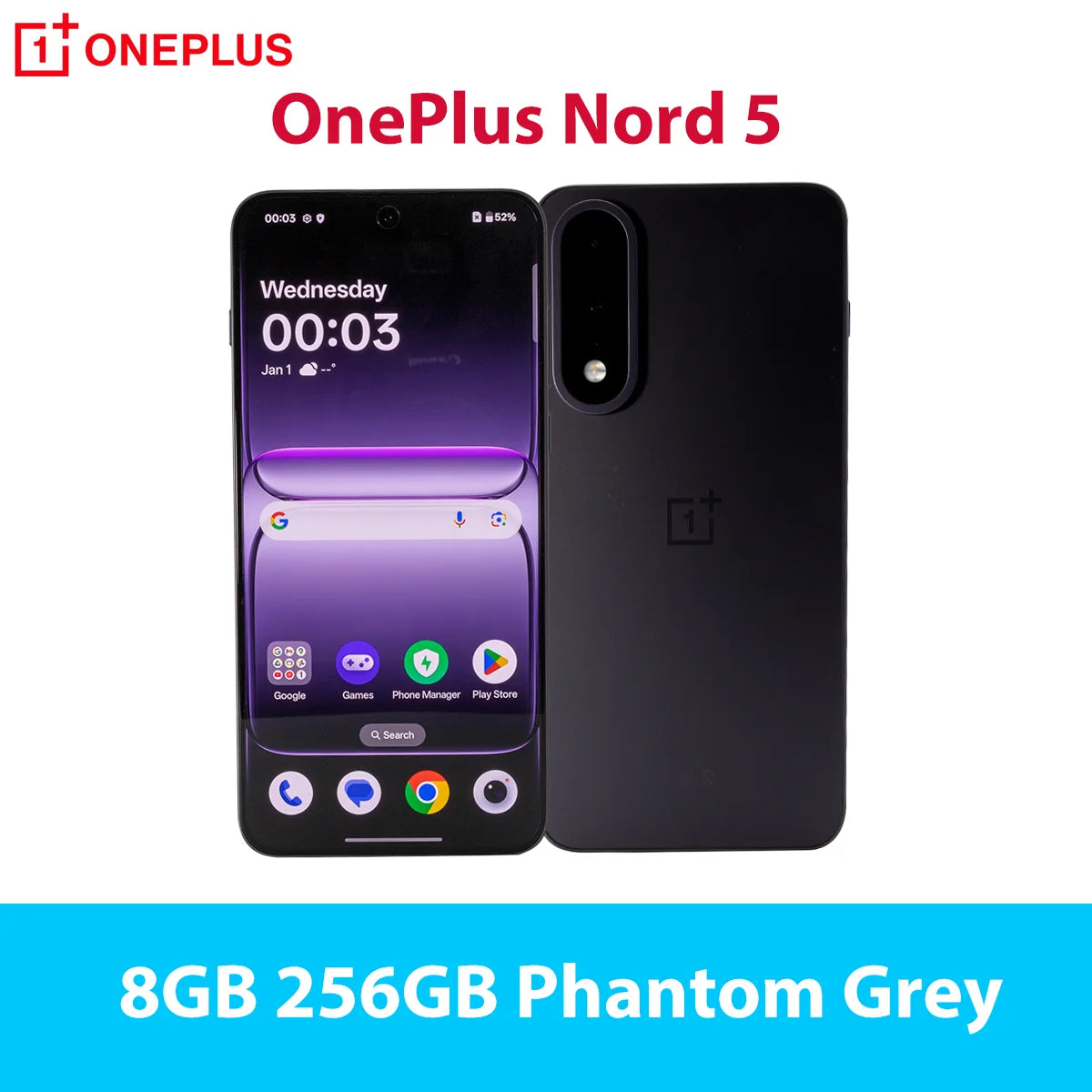 New OnePlus Nord 5 Smartphone 5G Snapdragon™ 8s Gen 3 6.83”AMOLED Display 144 Hz 5200mAh 80W SUPERVOOC 50MP Dual Cameras