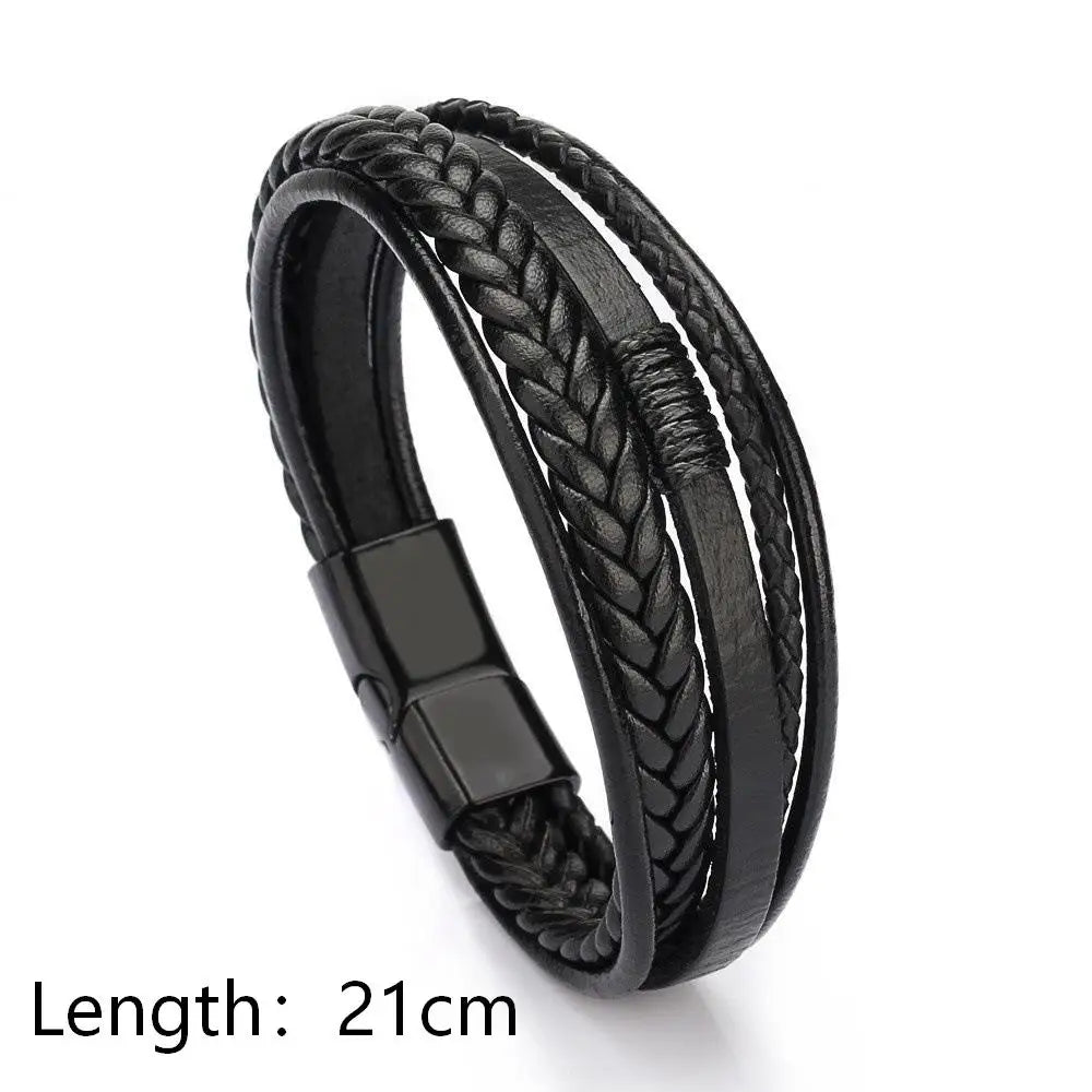 Men Genuine Leather Bracelets Multilayer Braided Rope Bracelets for Man Jewelry Bracelet Homme