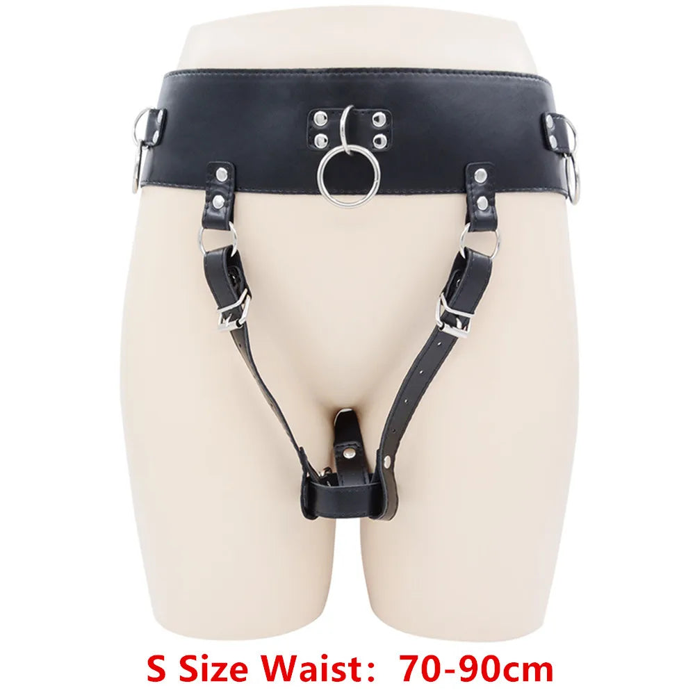 Adjustable Chastity Devices Harness Leather Sexy Belt Female Masturbator Leather Penis Bondage BDSM Restraints Sex Toys Adults