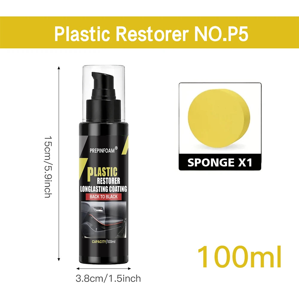 Car Plastic Leather Restorer Spray Polish Cleaner Coating Agent Back To Black More Gloss Car Cleaning Products P5