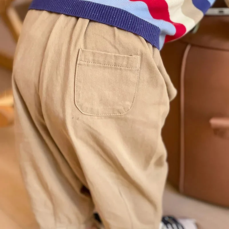 Solid Boy Kids Fashion Trousers Toddler Clothes Summer Spring Baby Pocket Ankle Length Loose Girl Children Casual Pants