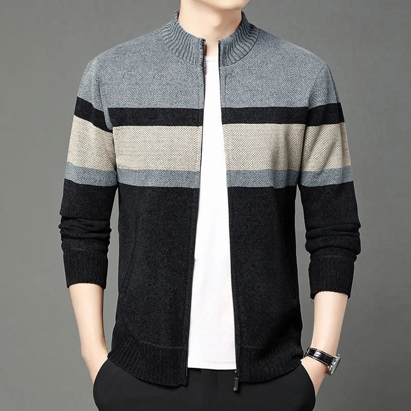Premium Thick Chenille Fabric Warm New Brand Casual Fashion Stand Collar Men Jacket Streetwear Zipper Autumn Winter Coats