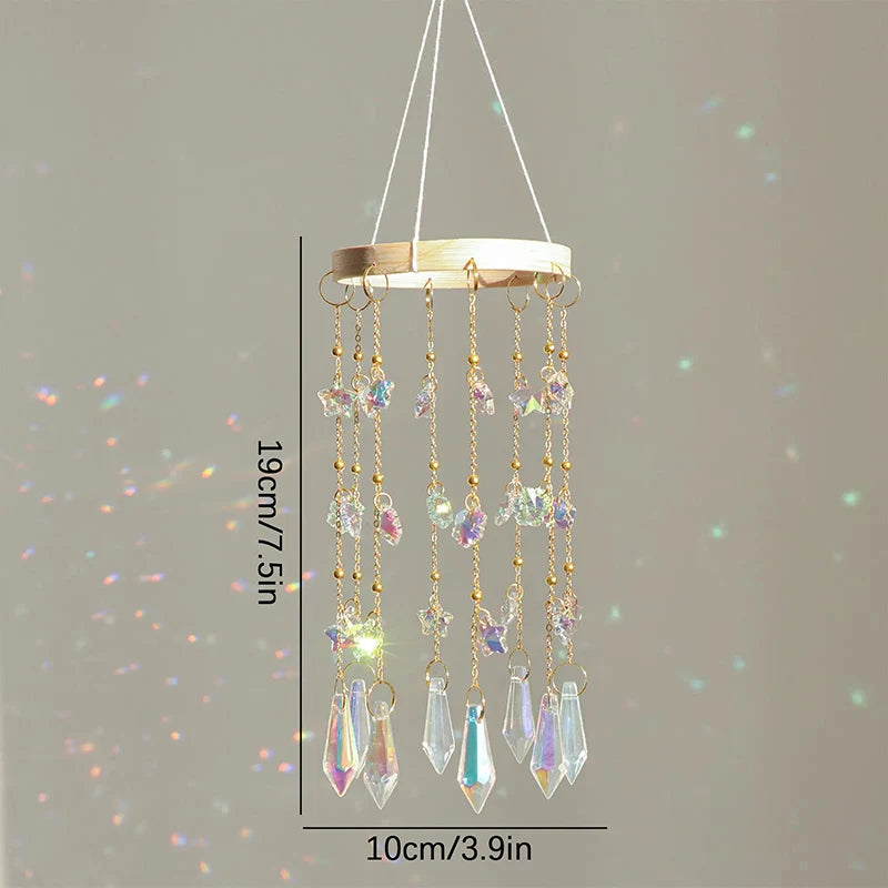 Crystal Suncatcher Stained Glass Crystal Lighting Pendant Chain Hanging Window Wind Chimes Rainbow Maker Home Garden Decoration
