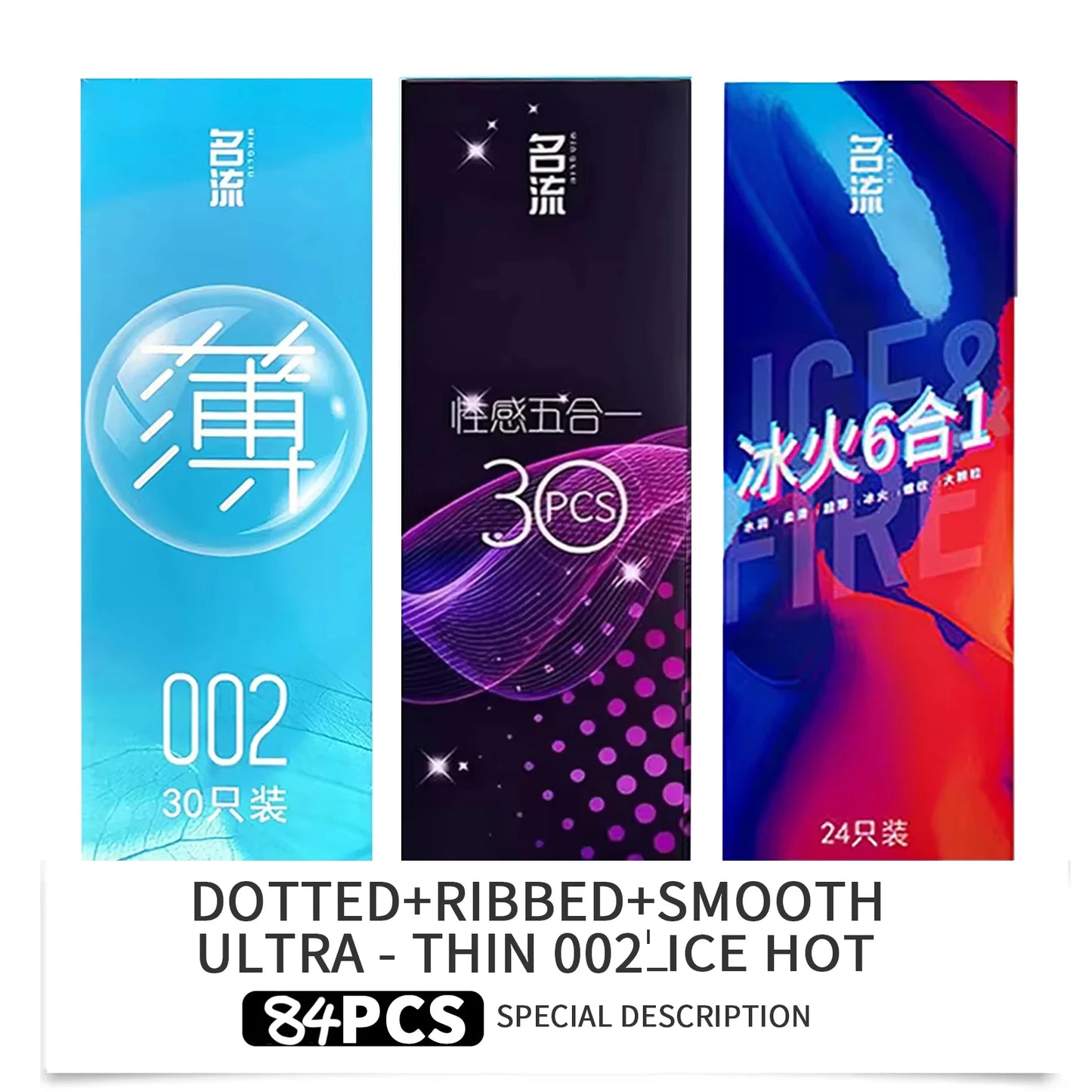 Ultra Thin Condoms Ribbed and Dotted Mixed Pack 24pcs/30pcs Latex Sex Protection Strong Safe Pleasure Textured Surface for Men