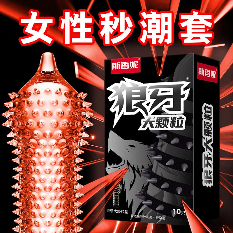 Ultra Sensitive Condom with Mace Pointed Design 10 PCS Lubricated Latex Condom Natural Feeling Safety Sex Accessories