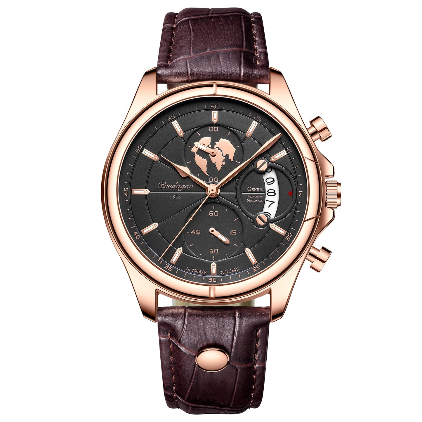 POEDAGAR Luxury Man Wristwatch Chronograph Date Waterproof Leather Men Watch Casual Quartz Men's Watches Sports Male Clock Reloj