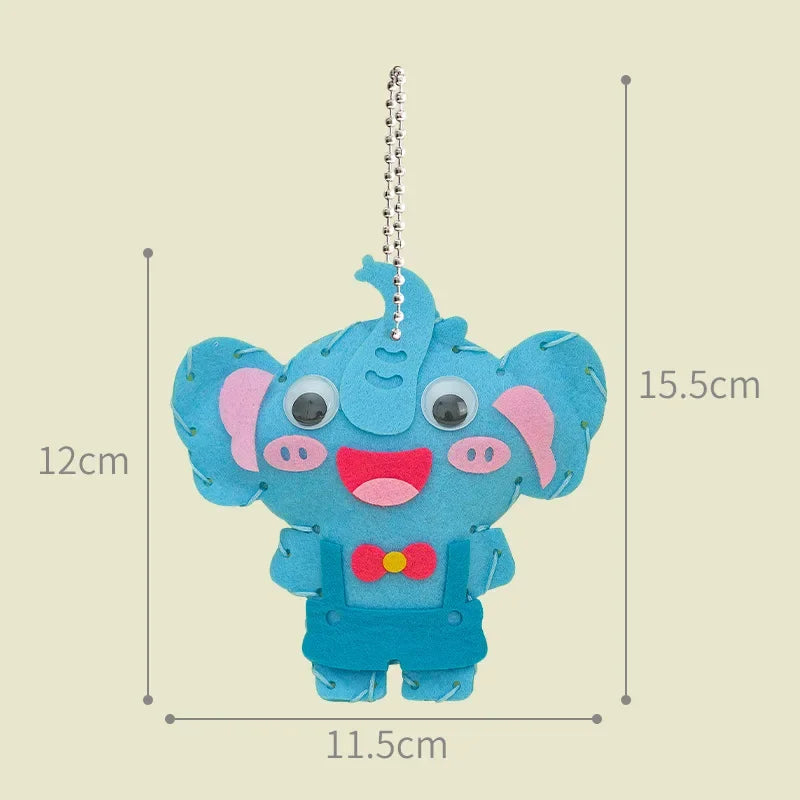 5Pcs Kids DIY Sewing Toys Cartoon Animal Keychain Montessori Arts Crafts Handmade Needlework Kits Early Educational Girls Gifts