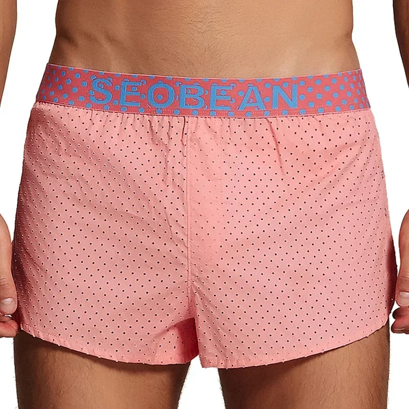 Men's Casual Shorts Side Fork Button Design Outdoor Aro Pants Mesh Breath Summer Beach Board Shorts Teenager Home Jog Gym Trunks