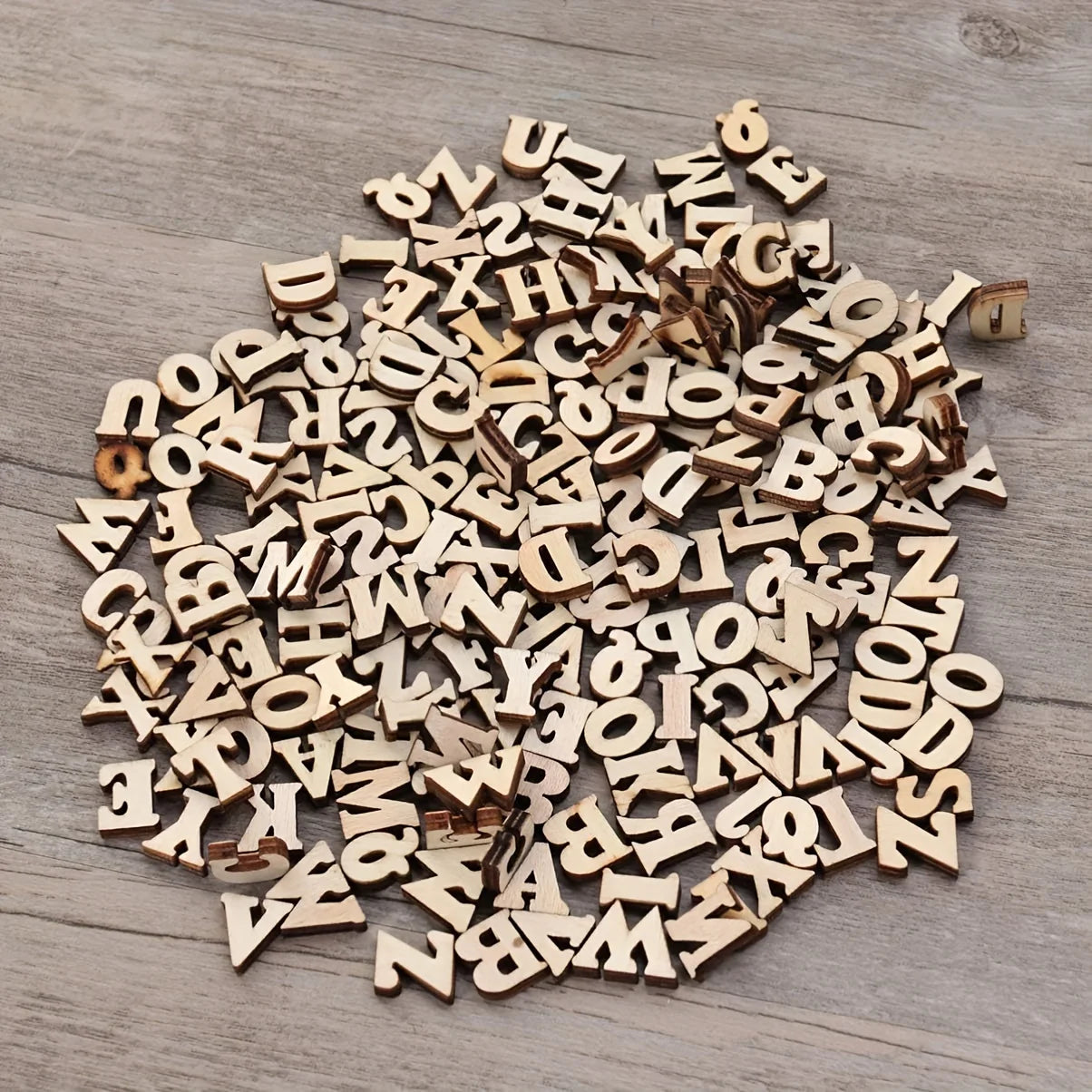 100Pcs Mixed Wooden A Z Letters Wooden Numbers Letters Wood Letters for DIY Craft Wedding Party Home Decoration(English Letter)