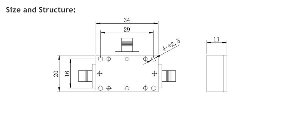 5-21GHz RF Frequency Mixer Up and Down Frequency Converter C/X/KU Band Mixer RF Accessory with SMA-K Connector