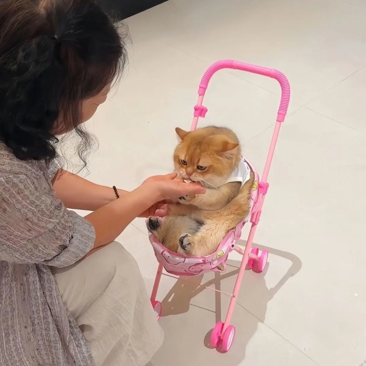 Foldable Portable Pet Stroller Sunshade Lightweight Travel Trolley for Dog Cat Outdoor Walking