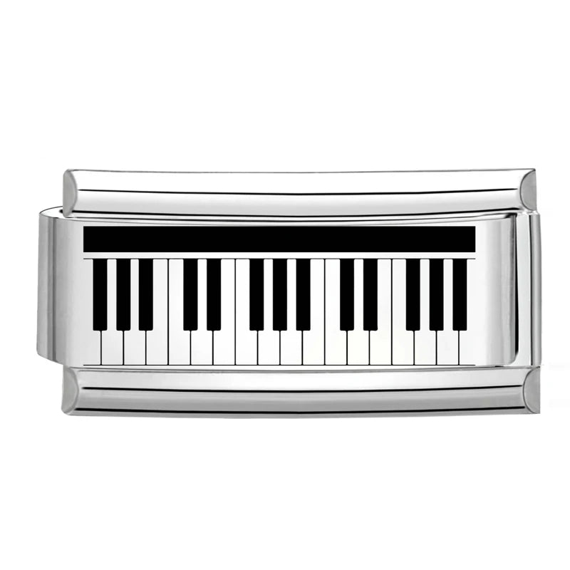 Laser Engraving Piano Heart Star Wings NO.7 Lips Italian Charm Links Fit 9mm Bracelet Stainless Steel Men Women DIY Making Gifts