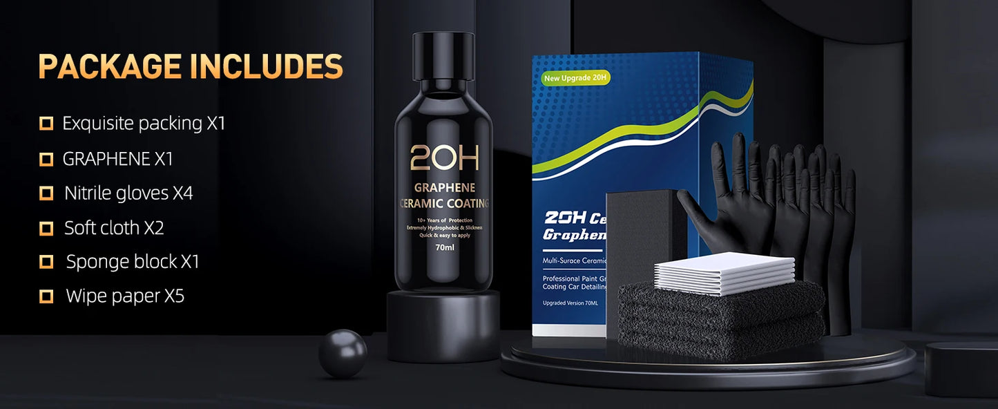 20H Advanced Graphene Ceramic Coating for Cars (70ml) Self Healing and UV Track Technology Car Care Product