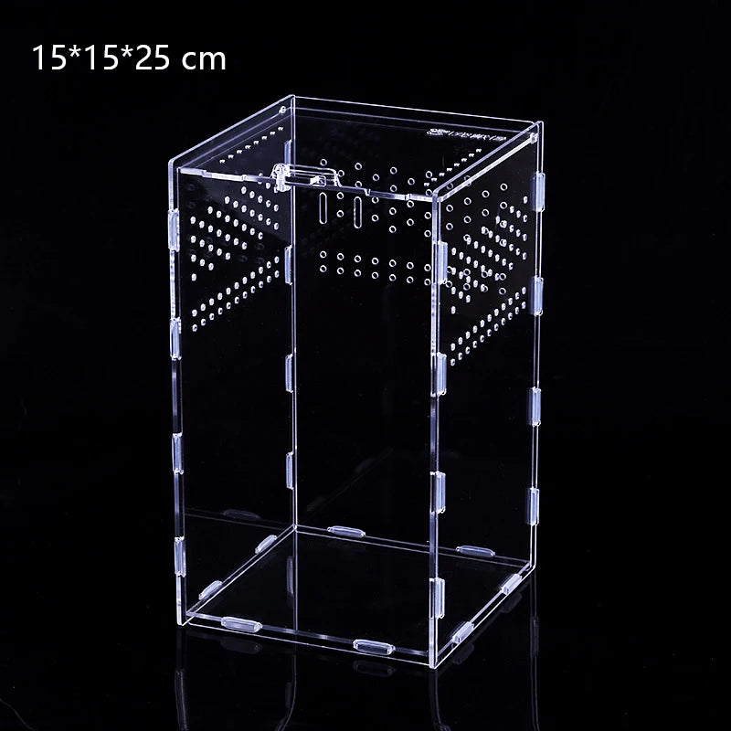 Acrylic Transparent Reptile Terrarium Habitat Breeding Box Reptiles Cage Nano Arboreal Tarantula Enclosure Dearded Dragon Supply