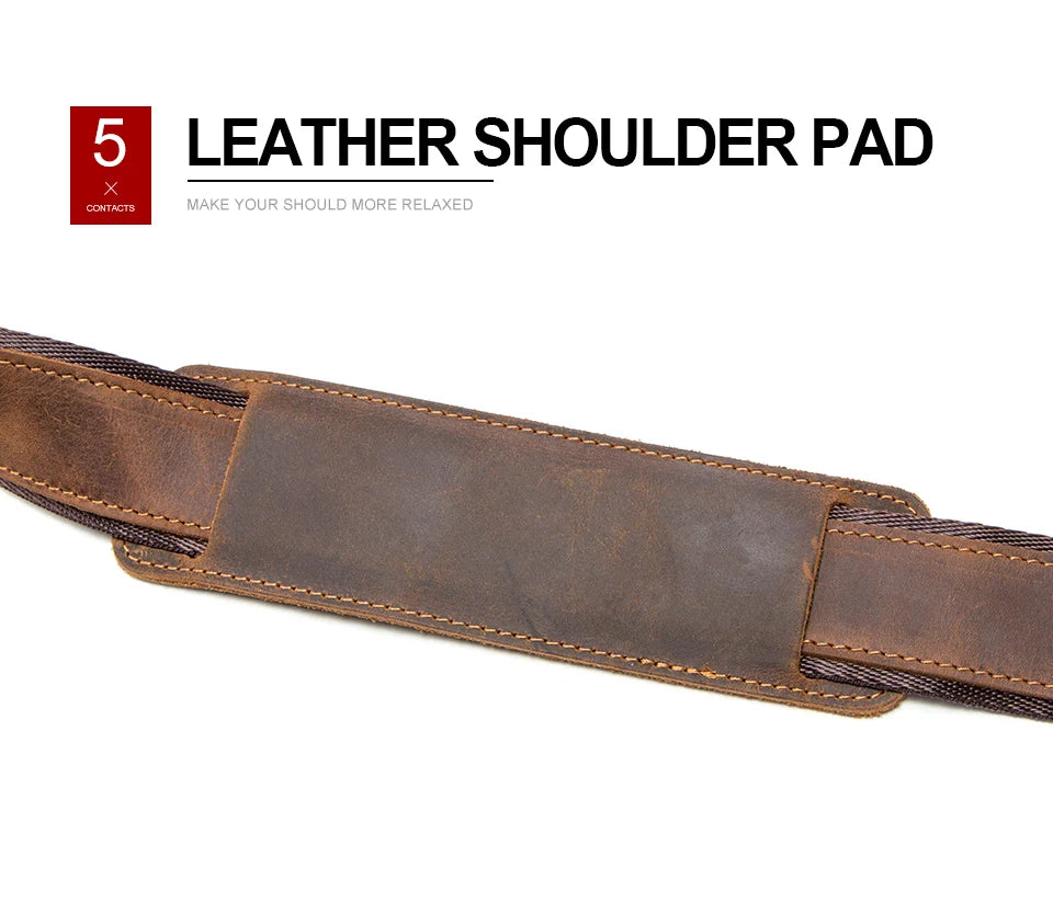 CONTACT'S Genuine Leather Men's Messenger Bag Vintage Sling Shoulder Bags for 7.9" iPad Mini High Quality Male Crossbody Bag Men