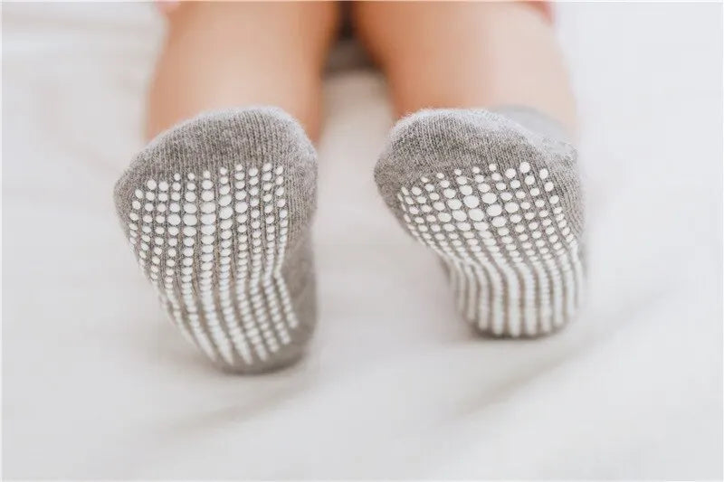 6 Pairs/Lot Cotton Baby Anti-slip Boat Socks For Boys Girls Low Cut Floor Kids Toddler Sock With Rubber Grips For 0-1Years