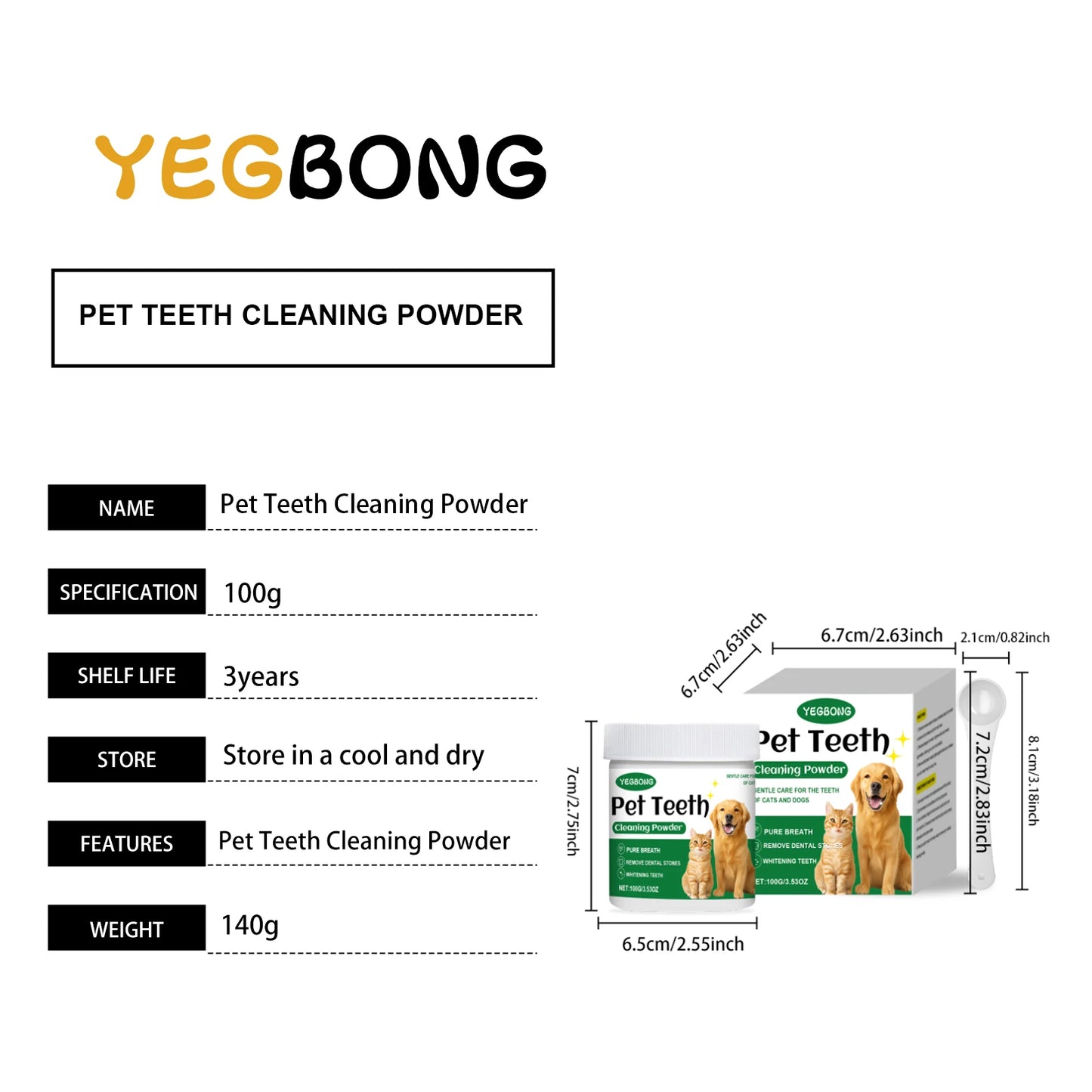 Pet Teeth Cleaning Powder for Cats Dogs Reduce Tartar Plaque Deep Clean Surface Dirt Keep Fresh Breath Oral Grooming Supplies