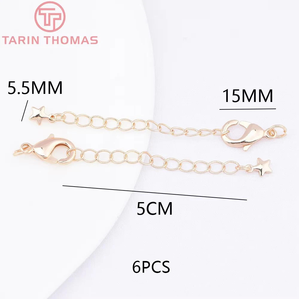 (3564) Full Length 85MM 24K Gold Color Plated Brass Extender Chain with Lobster Clasps High Quality Jewelry Accessories