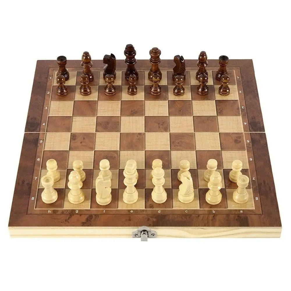 3-in-1 Chess&Backgammon&Checkers Set Chessboard Wooden Board Games Set Educational Improve Intelligence International Chess Game
