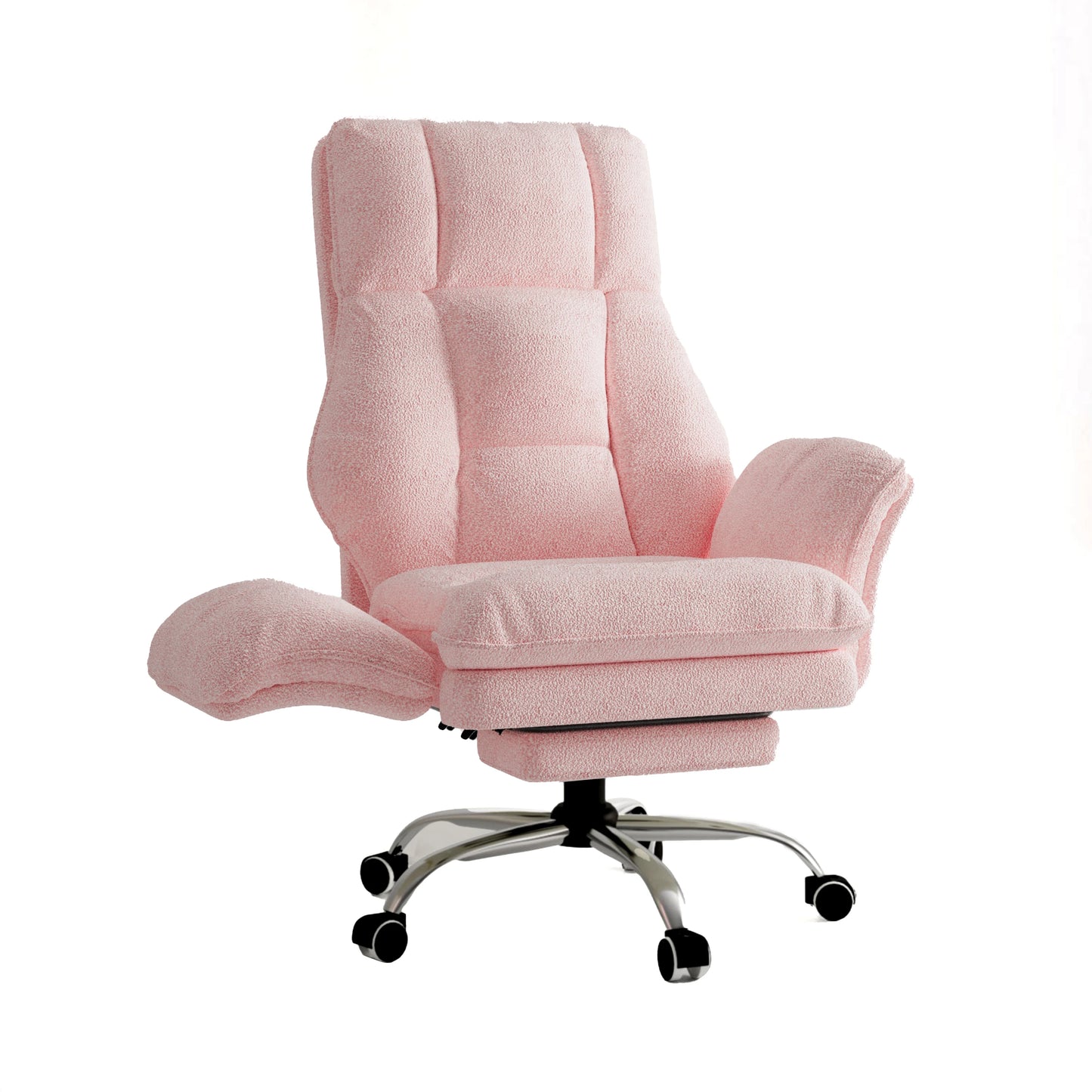 Pet Friendly Ergonomic Office Chair with Armrests, Cat Side Seat 360° Swivel Reclining Desk Chair for Cat Owners Furry Companion Work Chair with Footrest
