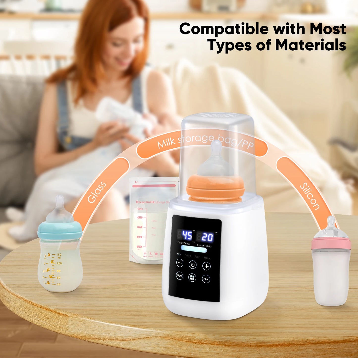 6in1 Fast Electric Baby Bottle Warmer Heater Sterilizer For Breast Milk Digital Timer Temperature Control Automatic Shutoff 220V