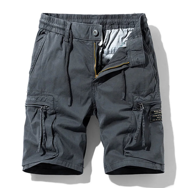 Men Summer New Multi Pockets Cotton Cargo Shorts Men Fashion Solid Quick Dry Joggers Shorts Pants Outdoor Breathable Shorts Male
