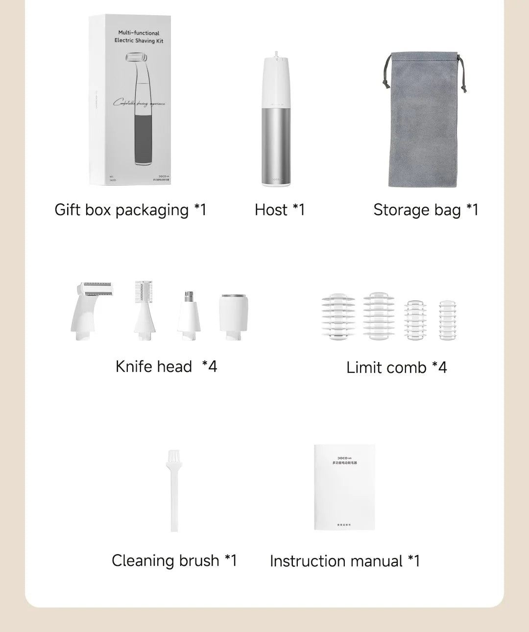 DOCOLAB Electric Razor Depilador Trimmer Shaver Epilator 4 In 1 Body Hair Removal Bekini Painless Cordless Gifts Men Women