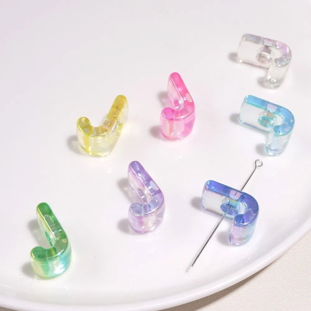 10pcs New Acrylic Iridescent Beads DIY Keychain Mixed Color Letter Beads Bag Charm Phone Chain Jewelry Making Beads Gifts Giving
