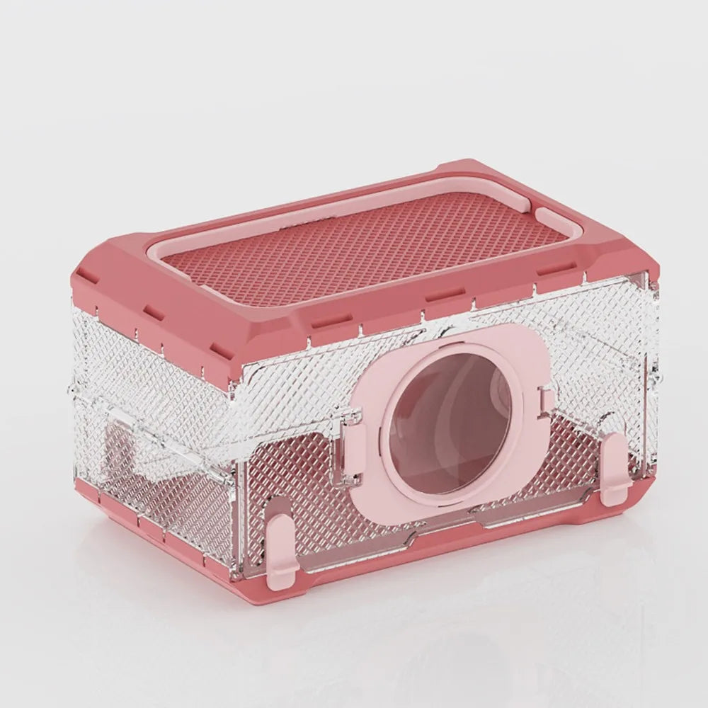 Folding Insect Observation Box Waterproof Wear Resistant Portable Hamster Cage Transparent Pet Observation Box