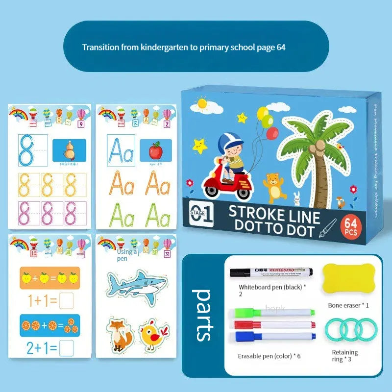 Magical Tracing Workbook Set Reusable Magic Practice Copybook for Kids with Drawing Pens and Eraser Learning Books Writing