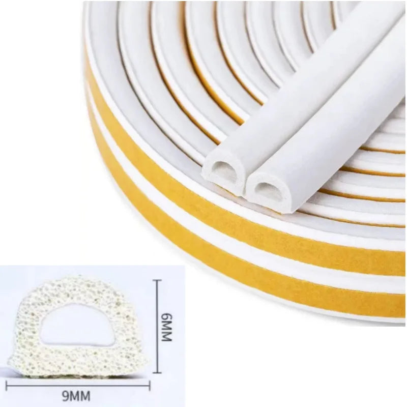5m/10m Door Seal Strip Self-adhesive Draft Stopper Tape Window Weather Stripping Dustproof Insulation Noise Rubber Sealing Strip