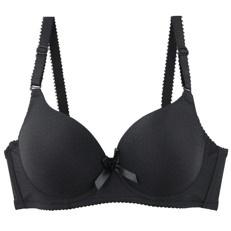 2025 New Sexy Bow Sweat Absorption Bras Solid Smooth 34/75 36/80 38/85 40/90 42/95 44/100 ABC Cup Underwear Pus Up Lingerie