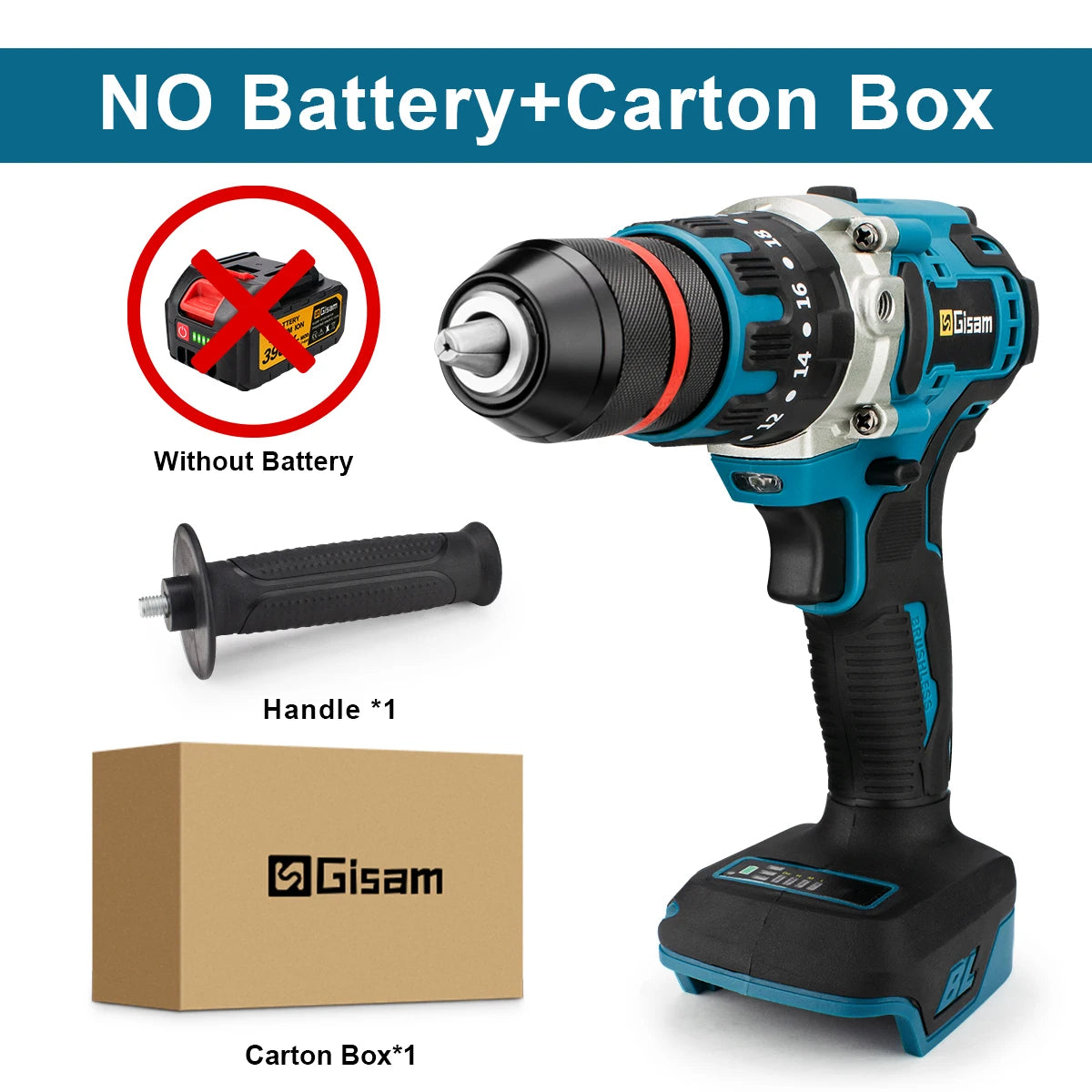480N.M Brushless Electric Impact Drill Cordless Drill 13mm Electric Screwdriver DIY Driver Power Tool for Makita 18V Battery Pin