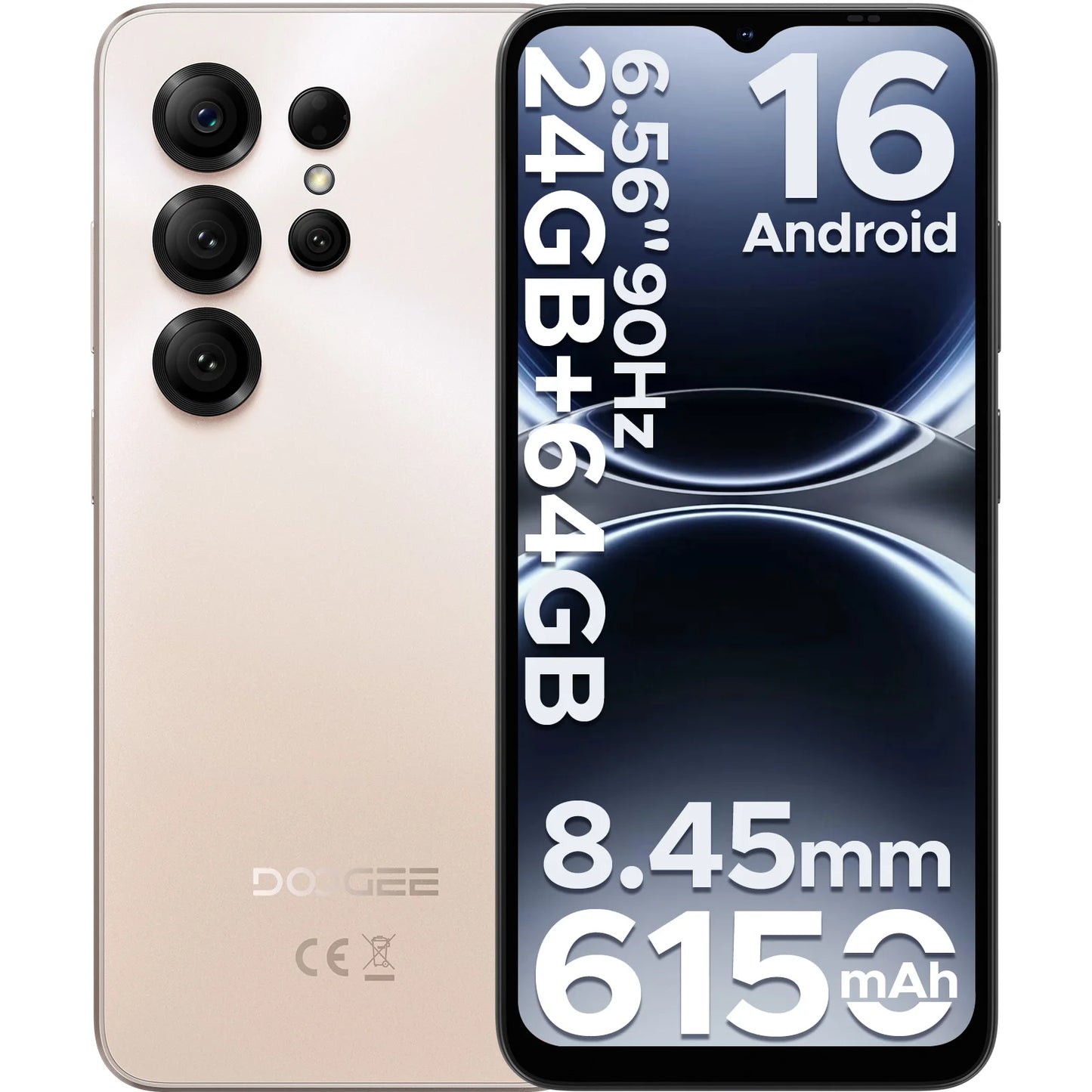 DOOGEE Note56 X Android 16 Smartphone 24GB 64GB 6.56" HD+ Screen 6150mAh Large Battery 8MP+5MP Face Unlock CellPhone