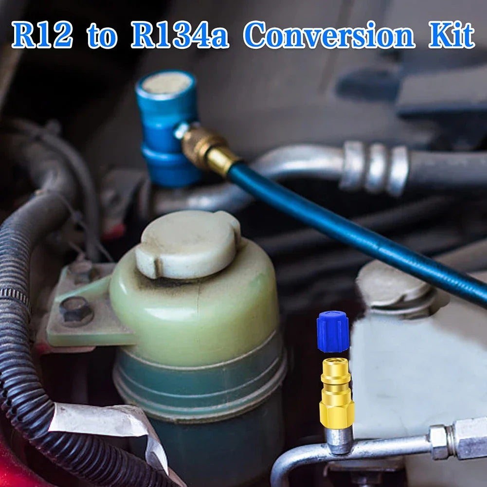 1 Pc R12 To R134a Conversion Kit Air Conditioner Filling Valve Fittings Port Adapter Retrofit Quick Disconnect Couplers