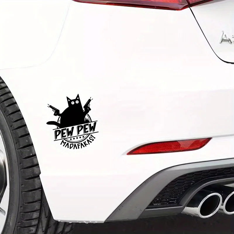 "Pew Pew Madafakas" Cat with Guns Vinyl Sticker Waterproof Decal for Laptop Water Bottle Phone Car Van Tent Wall Decor