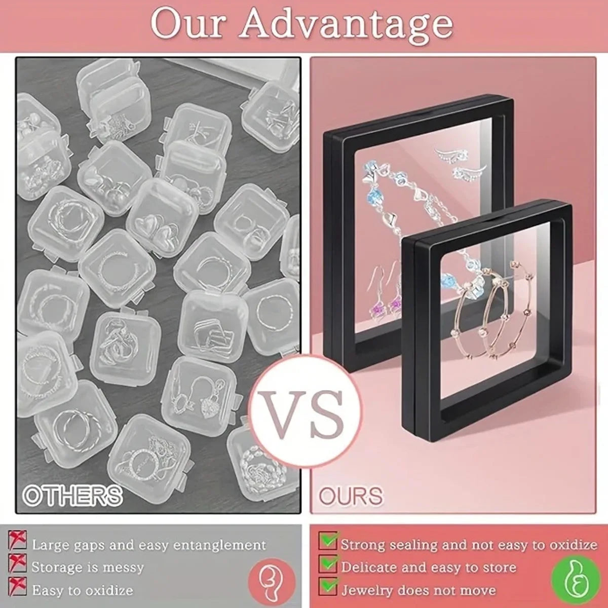 Transparent floating display box, plastic film jewelry packaging box, jewelry, necklace, ring, and collectible storage box