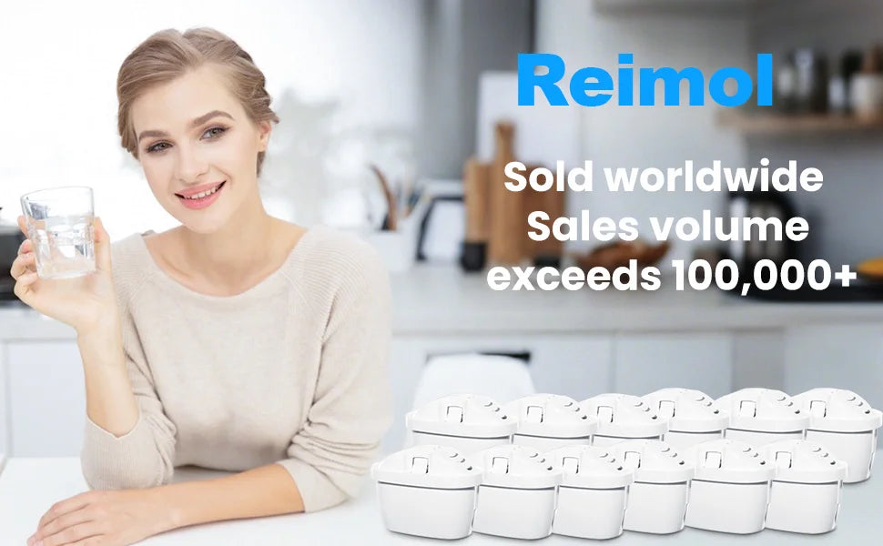 Reimol 12-Pack Replacement Water Filter Cartridges Compatible with BRITA MAXTRA+ and MAXTRA Pro, Fits BRITA Jugs and Kettles