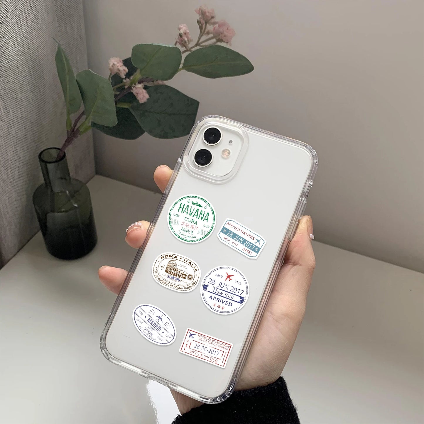 500pcs Passport Stamps Stickers Roll for Scrapbook Journaling Laptop Bumper Skateboard Water Bottles Computer Phone Sticker