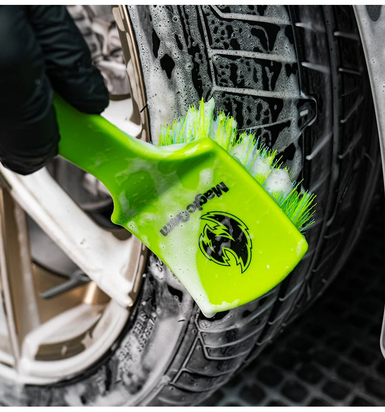 MAGIC GEM Tire Brushes for Cleaning Tires, Durable Car Wash Brush, Stiff Tire Scrub Brush for Car Detailing & Rubber Tire