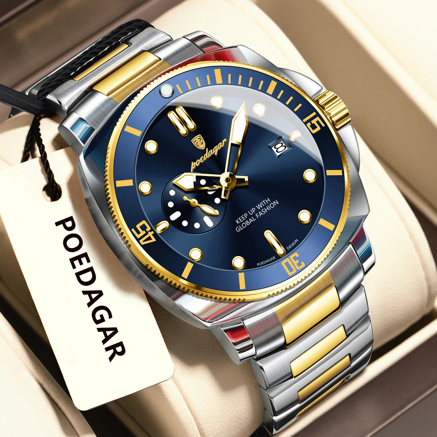 POEDAGAR Luxury Trendy Men Watch Waterproof Luminous Date Stainless Steel Male Watch Quartz Business Sports Men's Watches Reloj