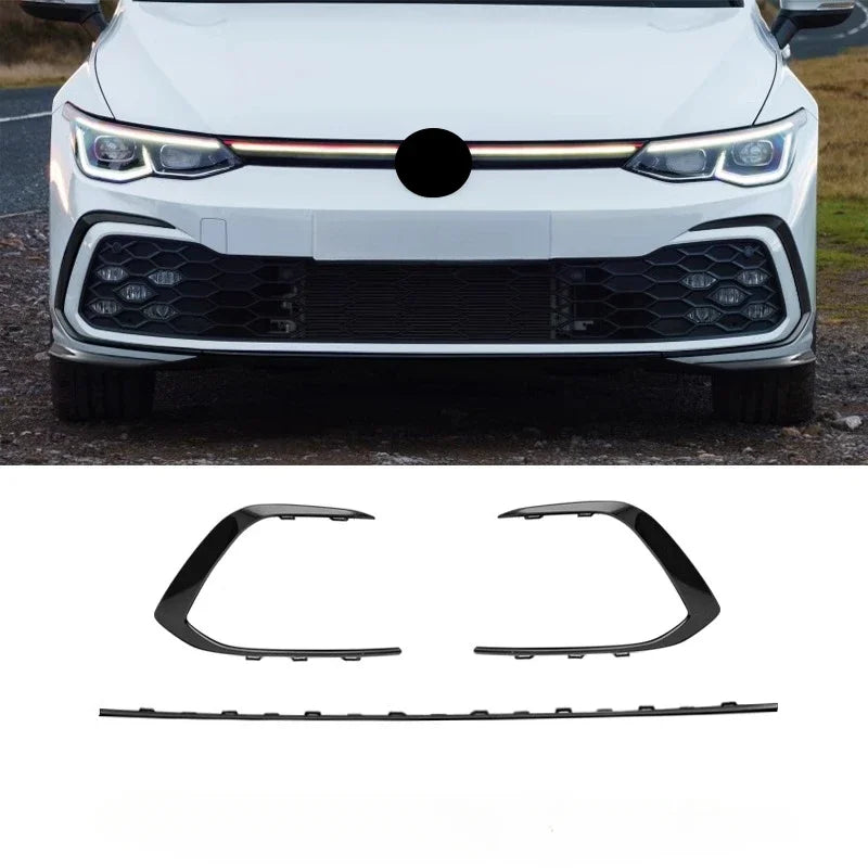 GTI style car accessories body kit Front Bumper Grill decoration sports version front grille fog lamp For vw golf 8 mk8 R-Line