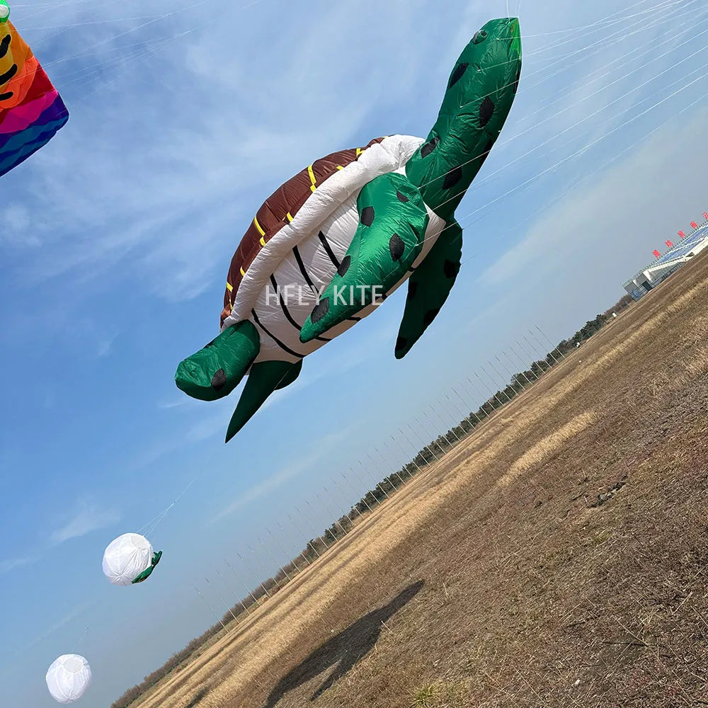 HFLY New Arrival Soft Inflatable Large 5m Sea Turtle Kite Line Laundry for Adults High Quality 40D Nylon Animal Kites Pendant