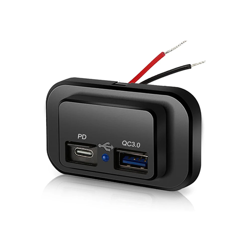 PD QC3.0 Car Charger Socket Quick Charge 12V/24V For Motorcycle Auto Truck ATV RV Bus Dual USB Power Adapter Outlet LED Light