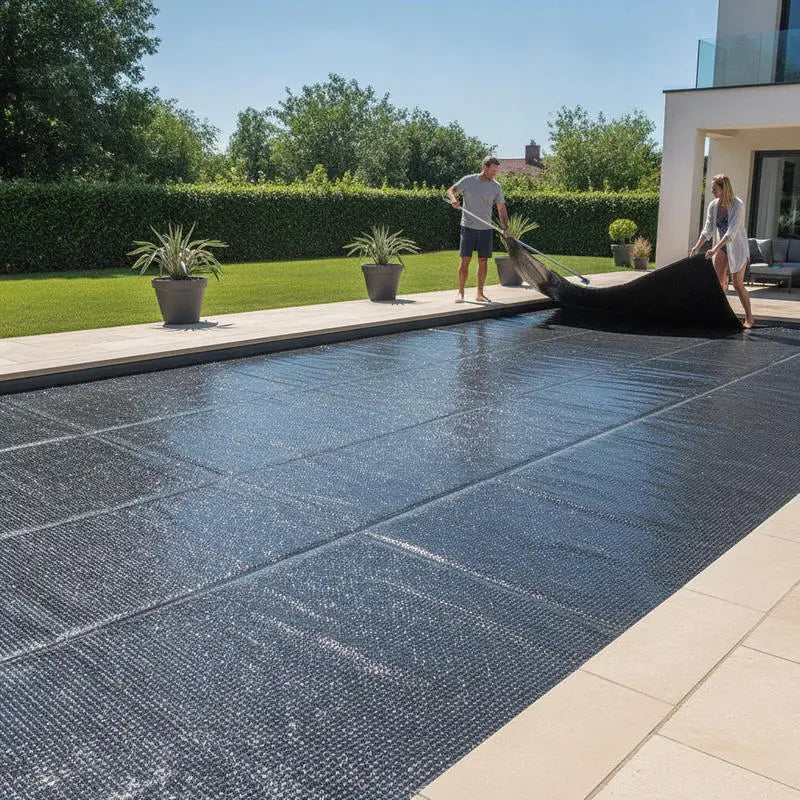 Floating pool solar cover, rectangular, for 10 x 5m pools, black