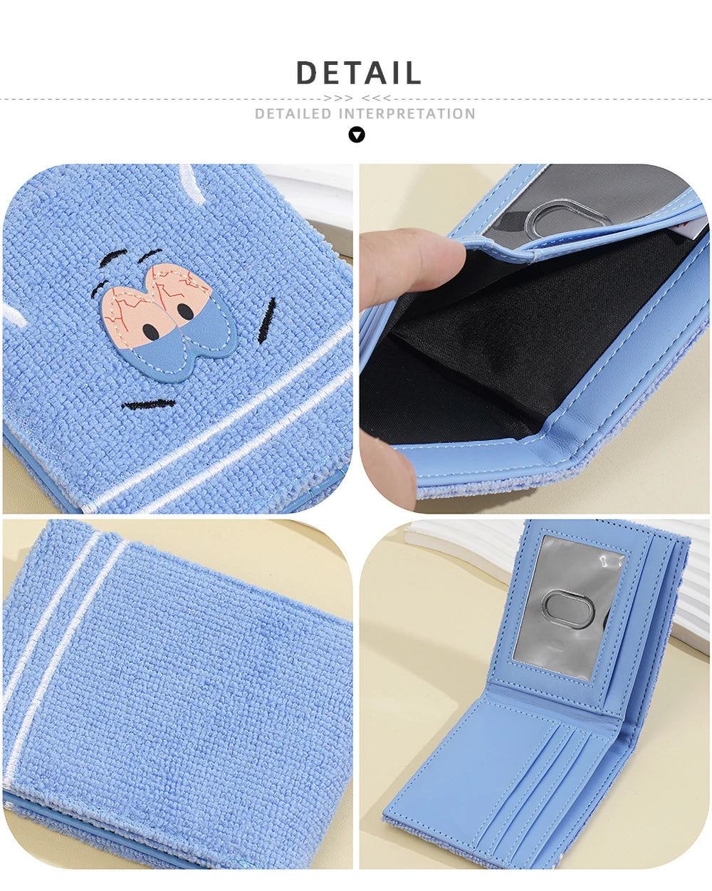 Plush Cartoon Wallet for Women Soft Fuzzy Surface PU Leather Coin Purse with Zip Closure Cute Casual Gift for Girls