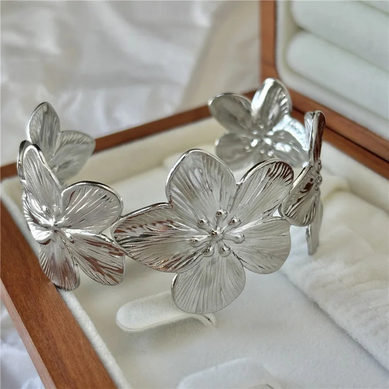 LATS New Personality Wide Flower Bracelet Opening Geometric Adjustable Hand Jewelry Wholesale