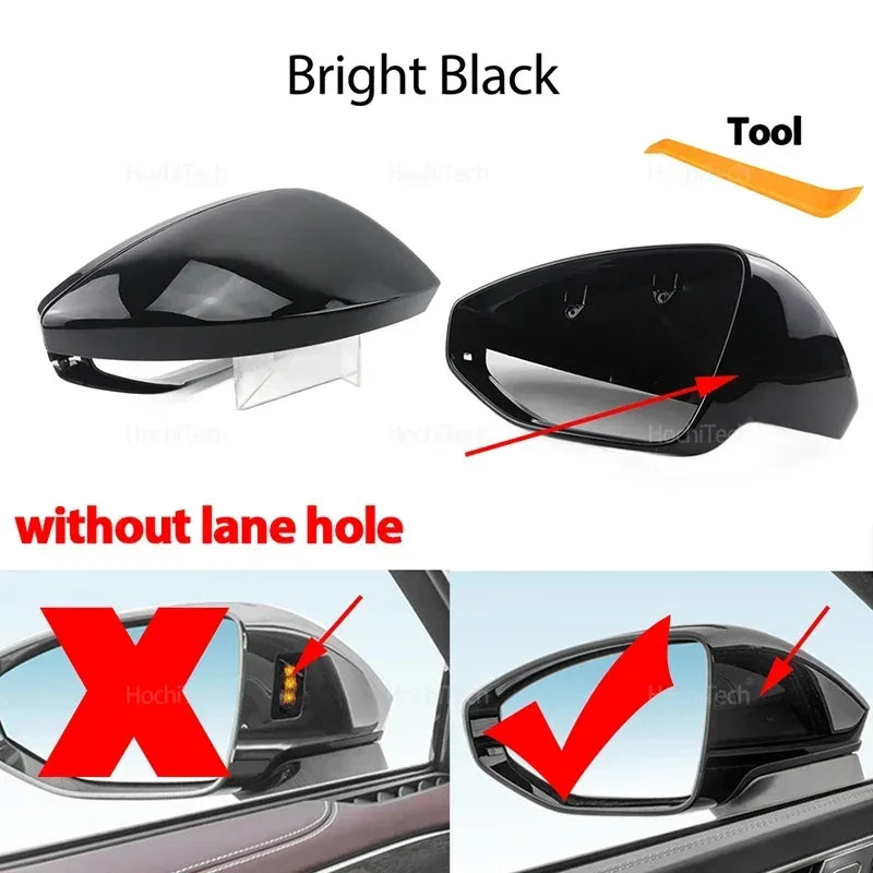 High Quality Carbon Fiber Glossy Black Replacement Side Mirror Covers Cap for Audi A6 S6 RS6 C8 A7 S7 RS7 A8 Left hand Drive