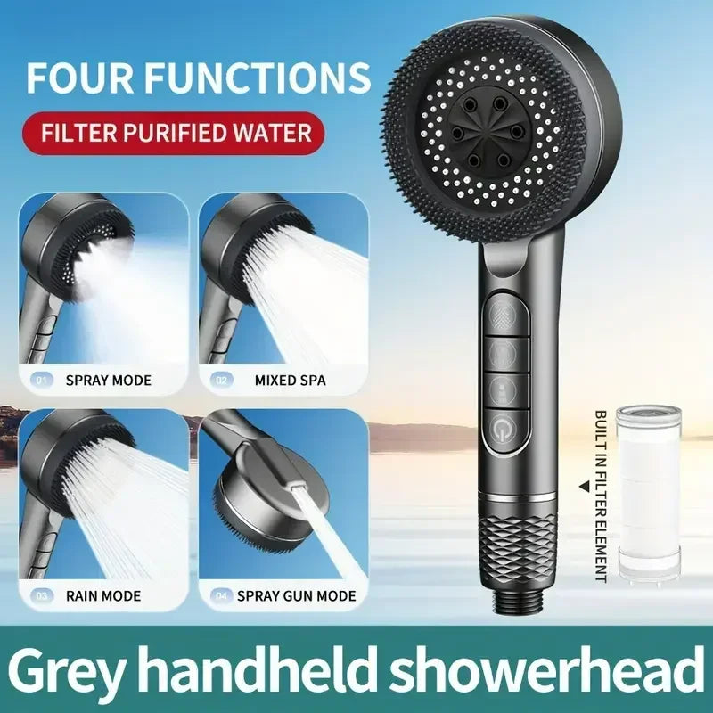 Four-speed Adjustment Filtered Supercharged Shower Head With Multi-functional Water Seal Home Shower Bathroom Accessories